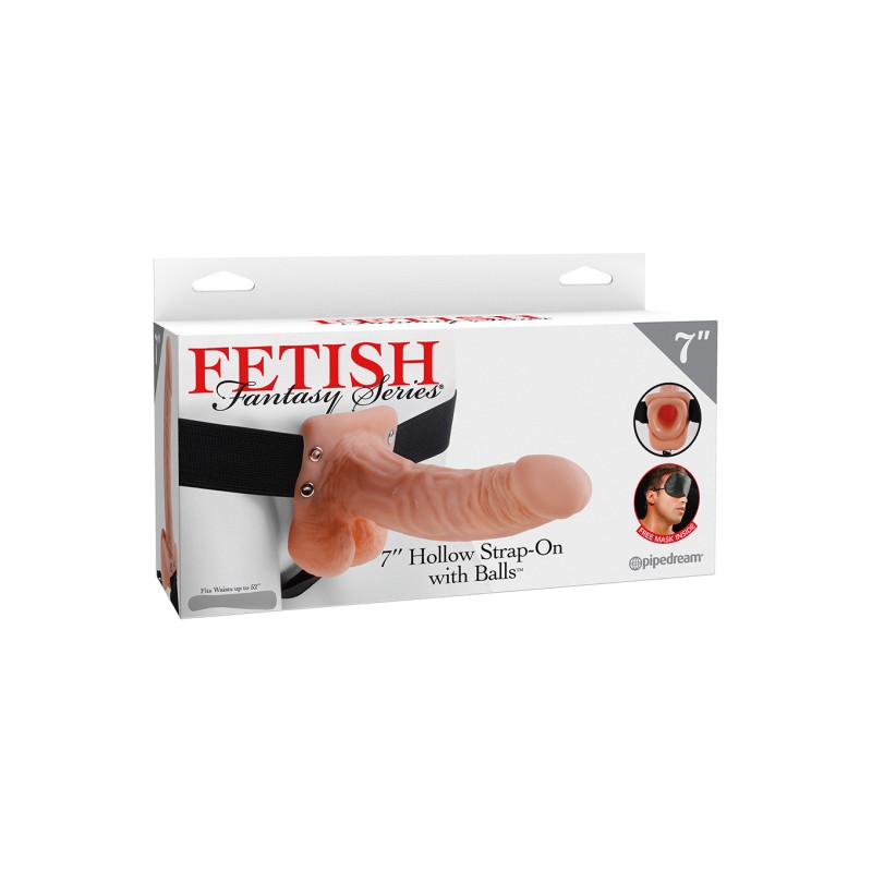 Proteza-HOLLOW STRAP-ON W BALLS 7"""" FLESH